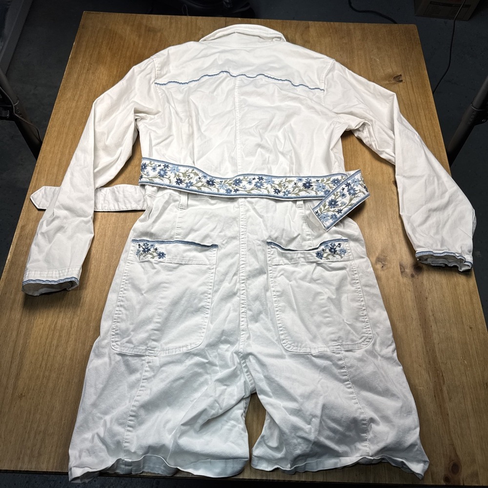 Driftwood Women's M Embroidered Floral Shortall Romper White Boho Hippie Floral - Picture 12 of 15